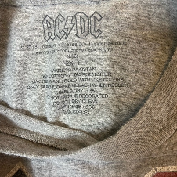 Men's Gray AC/DC T-Shirt 2XLT - Picture 7 of 9